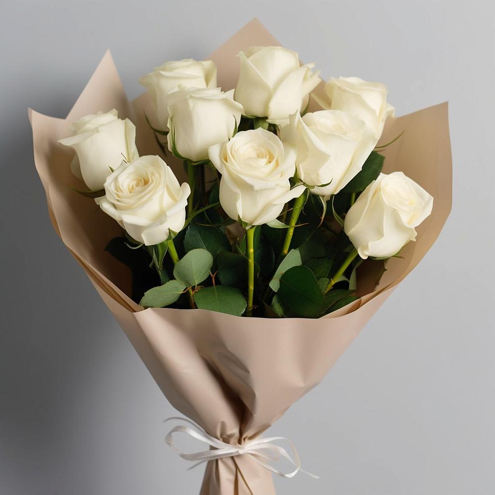 Букет 9 Белых роз Эдлесс Лав в Петровское