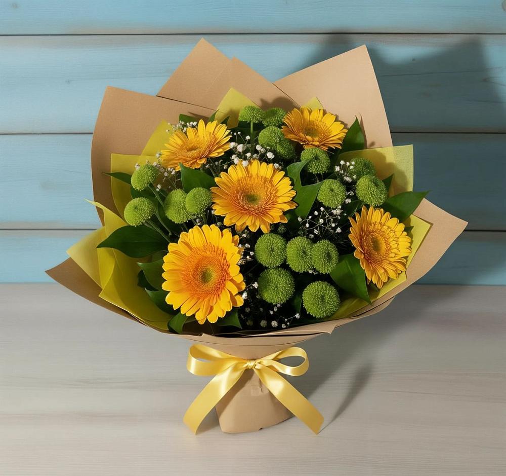 Букет цветов из: Герберы и Хризантемы в Петровское