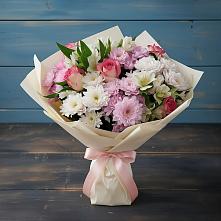 Букет цветов из:  Хризантемы, Альстромерии и Розы #REPLACE_PRED# Петровское