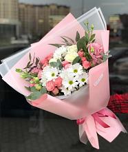 Букет цветов из:  Розы, Лизиантусы и Хризантемы в Петровское